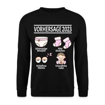 Werdende Eltern Vorhersage 2023 Schwanger für - Unisex Pullover - Schwarz - Vorne - Alina (178cm) & Michal (187cm)