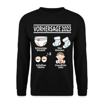 Werdende Eltern Vorhersage 2023 Schwanger für - Unisex Pullover - Schwarz - Vorne - Alina (178cm) & Michal (187cm)