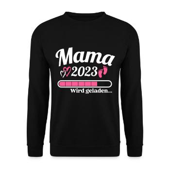 Mama Loading 2023 Lustige Schwangerschaft - Unisex Pullover - Schwarz - Vorne - Alina (178cm) & Michal (187cm)