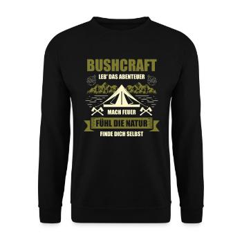 Survival Bushcrafting Nature Bushcraft Bushcrafter - Unisex Sweatshirt - black - Front - Alina (178cm) & Michal (187cm)