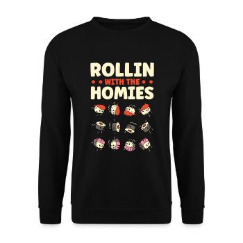 Rollin With The Homies Japanisches sushi - Unisex Pullover - Schwarz - Vorne - Alina (178cm) & Michal (187cm)