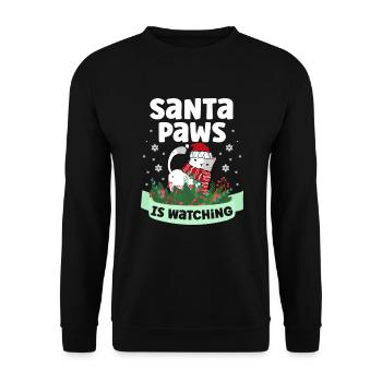 Santa Paws Beobachtet Den Katzenliebhaber In Der - Unisex Pullover - Schwarz - Vorne - Alina (178cm) & Michal (187cm)