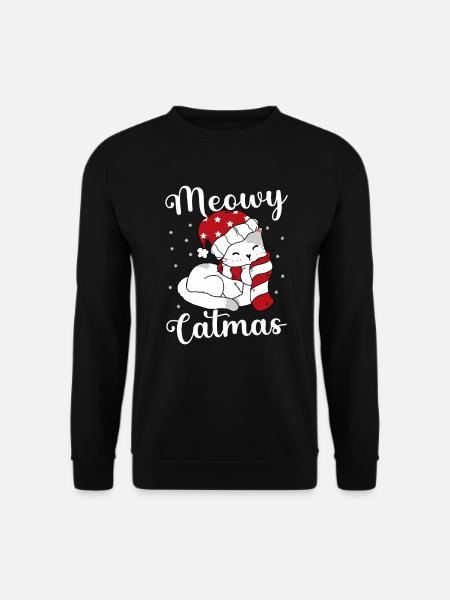 Meowy Catmas Weihnachtsferienzeit-katzenliebhaber - Unisex Pullover - Schwarz