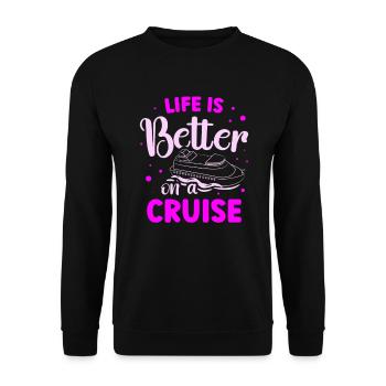 Life is better on a boat trip on - Unisex Sweatshirt - black - Front - Alina (178cm) & Michal (187cm)
