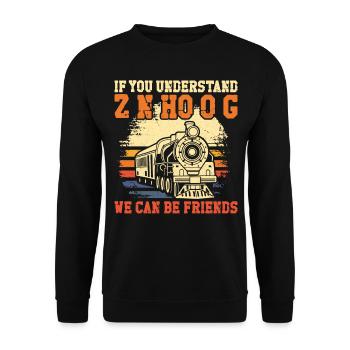 Steam Train Driver Trainspotting - Unisex Sweatshirt - black - Front - Alina (178cm) & Michal (187cm)