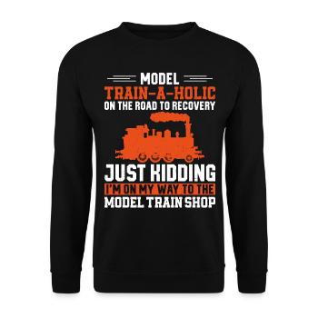 Steam Train Driver Trainspotting - Unisex Pullover - Schwarz - Vorne - Alina (178cm) & Michal (187cm)