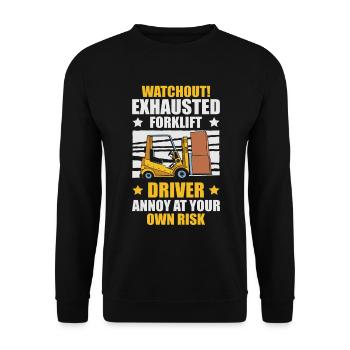 Le conducteur de chariot élévateur épuisé s’énerve de lui-même - Sweat-shirt Unisexe - noir - Devant - Alina (178cm) & Michal (187cm)