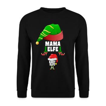 Baby & Mama Elfe Schwangerschaft Verkünden - Unisex Pullover - Schwarz - Vorne - Alina (178cm) & Michal (187cm)