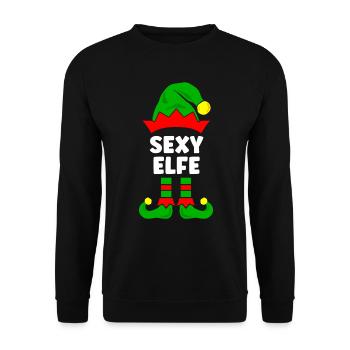 Sexy Elf Weihnachtsoutfit Familie Partnerlook - Unisex Pullover - Schwarz - Vorne - Alina (178cm) & Michal (187cm)