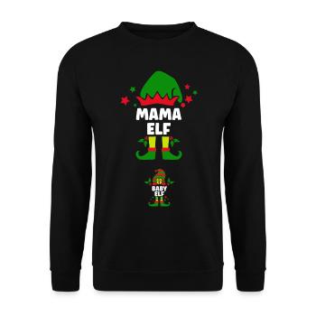 Mama & Baby Elf - Schwangerschaft verkünden - Unisex Pullover - Schwarz - Vorne - Alina (178cm) & Michal (187cm)