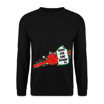 Weihnachten Schwangerschaft Verkünden Juni Baby - Unisex Pullover - Schwarz - Vorne - Alina (178cm) & Michal (187cm)