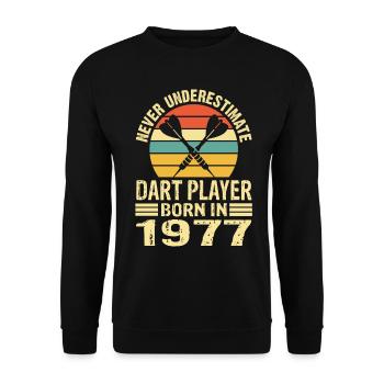 Ne sous-estimez jamais le joueur de fléchettes né en 1977 - Sweat-shirt Unisexe - noir - Devant - Alina (178cm) & Michal (187cm)