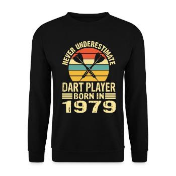 Ne sous-estimez jamais le joueur de fléchettes né en 1979 - Sweat-shirt Unisexe - noir - Devant - Alina (178cm) & Michal (187cm)
