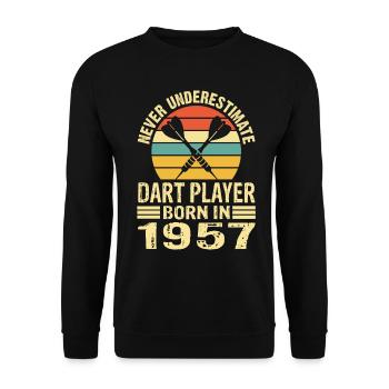 Ne sous-estimez jamais le joueur de fléchettes né en 1957 - Sweat-shirt Unisexe - noir - Devant - Alina (178cm) & Michal (187cm)