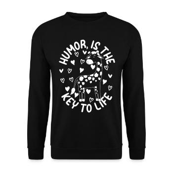 Giraffe Lover Cute Giraffe - Humor Is The Key To L - Unisex Sweatshirt - black - Front - Alina (178cm) & Michal (187cm)