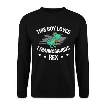 Ce garçon aime le dinosaure tyrannosaure rex - Sweat-shirt Unisexe - noir - Devant - Alina (178cm) & Michal (187cm)