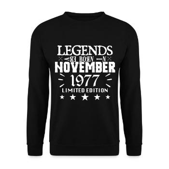 November 1977 | Geburtstag 1977 Legenden sind geboren - Unisex Pullover - Schwarz - Vorne - Alina (178cm) & Michal (187cm)