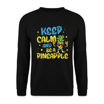 Bleib Ruhig Und Sei Ein Ananas-liebhaber - Unisex Pullover - Schwarz - Vorne - Alina (178cm) & Michal (187cm)