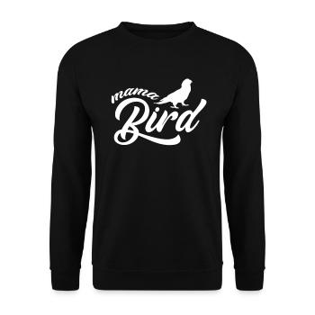 Mama Bird Nerd Papagei Haustiertier Burschen - Unisex Pullover - Schwarz - Vorne - Alina (178cm) & Michal (187cm)