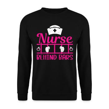 Nurse behind bars nurse in prison - Unisex Sweatshirt - black - Front - Alina (178cm) & Michal (187cm)