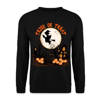 HAPPY HALLOWEEN TRICK OR TREAT - Unisex Sweatshirt - black - Front - Alina (178cm) & Michal (187cm)