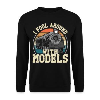Steam Train Driver Trainspotting - Unisex Sweatshirt - black - Front - Alina (178cm) & Michal (187cm)