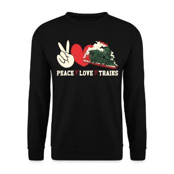 Steam Train Driver Trainspotting - Unisex Sweatshirt - black - Front - Alina (178cm) & Michal (187cm)