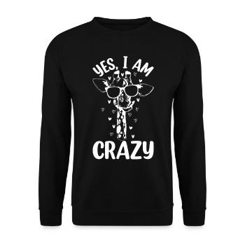Amoureux des girafes - Oui je suis fou - Drôle de girafe Lov - Sweat-shirt Unisexe - noir - Devant - Alina (178cm) & Michal (187cm)