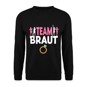 Team Braut - Lustiges Junggesellenabschied Kostüm - Unisex Pullover - Schwarz - Vorne - Alina (178cm) & Michal (187cm)