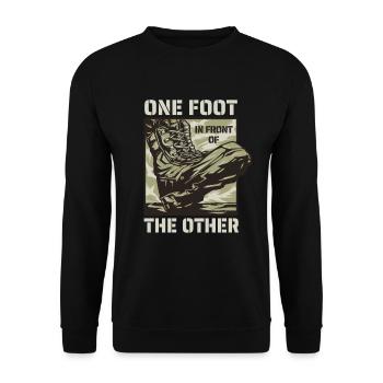 Armee - on foot in front of the other - Unisex Sweatshirt - black - Front - Alina (178cm) & Michal (187cm)