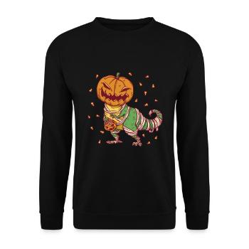Halloween - Pumpkin Mummy Dinosaur T rex - Sweat-shirt Unisexe - noir - Devant - Alina (178cm) & Michal (187cm)