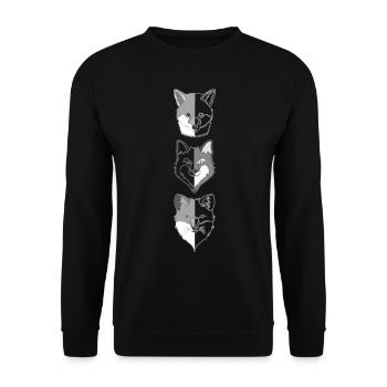 3 Fuchs Waldtier Design mit Tierkopf - Unisex Pullover - Schwarz - Vorne - Alina (178cm) & Michal (187cm)