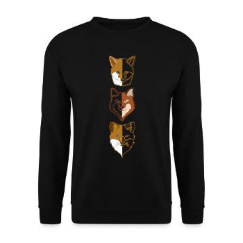 3 Fuchs Waldtier Design mit Tierkopf - Unisex Pullover - Schwarz - Vorne - Alina (178cm) & Michal (187cm)