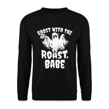 Halloween Ghost Line Art Coffee Lover Drawing - Unisex Sweatshirt - black - Front - Alina (178cm) & Michal (187cm)