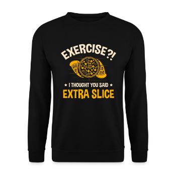 Exercice Je pensais que vous aviez une tranche de pizza supplémentaire - Sweat-shirt Unisexe - noir - Devant - Alina (178cm) & Michal (187cm)
