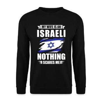 Ma femme est israélienne Rien ne me fait peur - Sweat-shirt Unisexe - noir - Devant - Alina (178cm) & Michal (187cm)