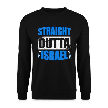 Straight Outta Israël hébreu vrai juif - Sweat-shirt Unisexe - noir - Devant - Alina (178cm) & Michal (187cm)