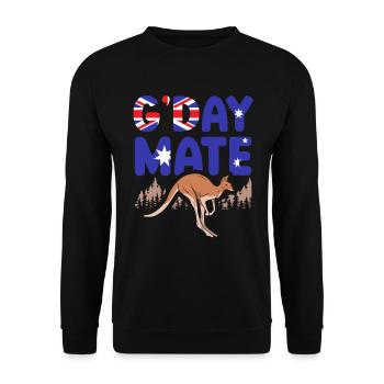 G-day Mate Australia Flag Wildlife Animal Känguru - Unisex Pullover - Schwarz - Vorne - Alina (178cm) & Michal (187cm)