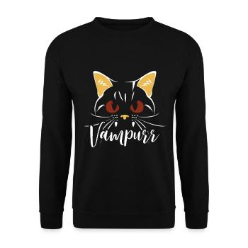 Vampire Vampurr Trick Or Sour Cat Halloween - Unisex Sweatshirt - black - Front - Alina (178cm) & Michal (187cm)