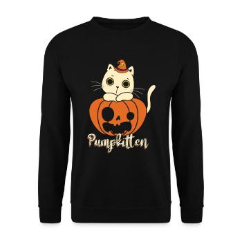 Pompe Chaton Citrouille Doux Ou Aigre Chat - Sweat-shirt Unisexe - noir - Devant - Alina (178cm) & Michal (187cm)