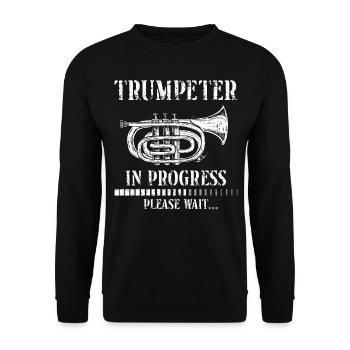 Trumpet Player Vintage Trumpeter - Unisex Pullover - Schwarz - Vorne - Alina (178cm) & Michal (187cm)