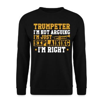 Trumpet Player Vintage Trumpeter - Unisex Pullover - Schwarz - Vorne - Alina (178cm) & Michal (187cm)