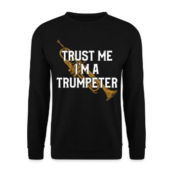 Trumpet Player Vintage Trust Me - Unisex Pullover - Schwarz - Vorne - Alina (178cm) & Michal (187cm)