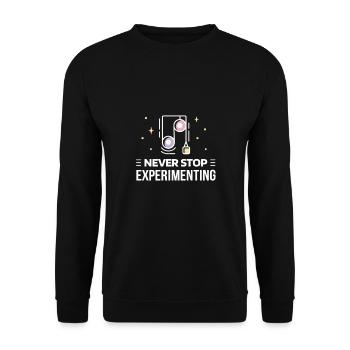 Wissenschaft - never stop experimenting - Unisex Pullover - Schwarz - Vorne - Alina (178cm) & Michal (187cm)