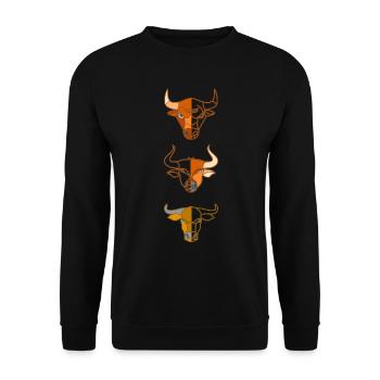 3 cattle animal head motif imprint - Unisex Sweatshirt - black - Front - Alina (178cm) & Michal (187cm)