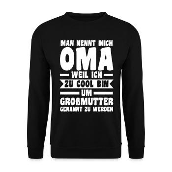 Großmutter Großmama Omi Oma - Unisex Pullover - Schwarz - Vorne - Alina (178cm) & Michal (187cm)