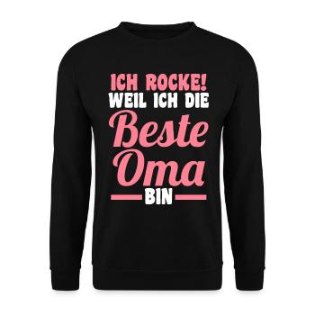 Großmutter Großmama Omi Oma - Unisex Pullover - Schwarz - Vorne - Alina (178cm) & Michal (187cm)
