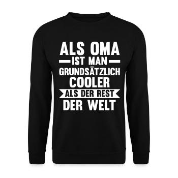 Großmutter Großmama Omi Oma - Unisex Pullover - Schwarz - Vorne - Alina (178cm) & Michal (187cm)