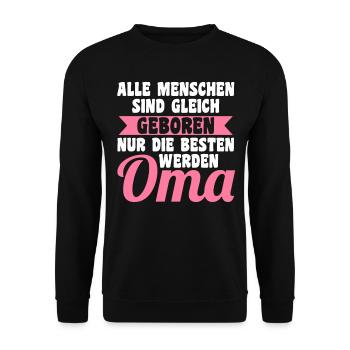 Großmutter Großmama Omi Oma - Unisex Pullover - Schwarz - Vorne - Alina (178cm) & Michal (187cm)