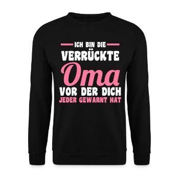 Großmutter Großmama Omi Oma - Unisex Pullover - Schwarz - Vorne - Alina (178cm) & Michal (187cm)